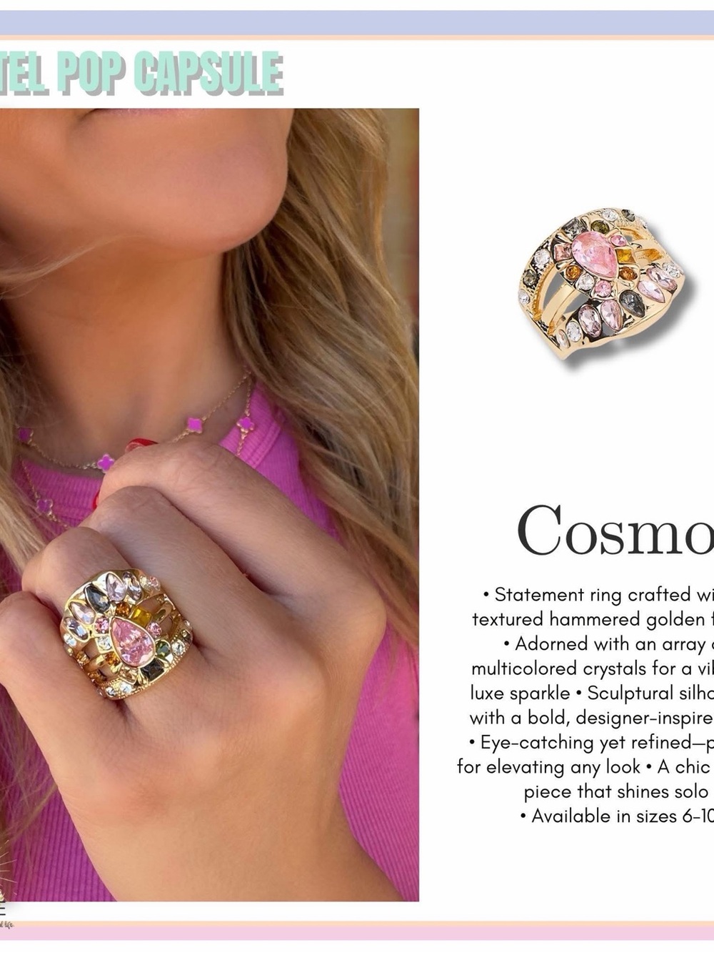 Park Lane Cosmo - Gold-Tone Pink Multistone Statement Ring